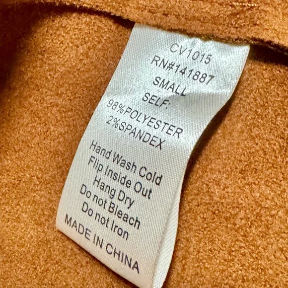 TCEC Faux Suede Brown Tan Fringe Western Festival Sleeveless Open Front Vest - Picture 6 of 6